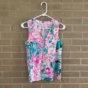 Lilly Pulitzer Pink and Green Floral Tank Top